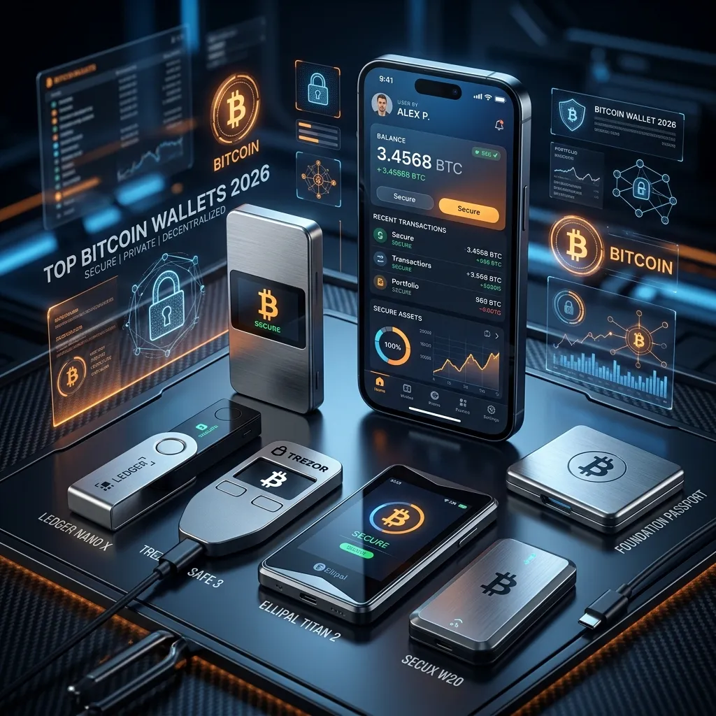 Best Bitcoin wallets 2026 — array of hardware wallets and mobile apps